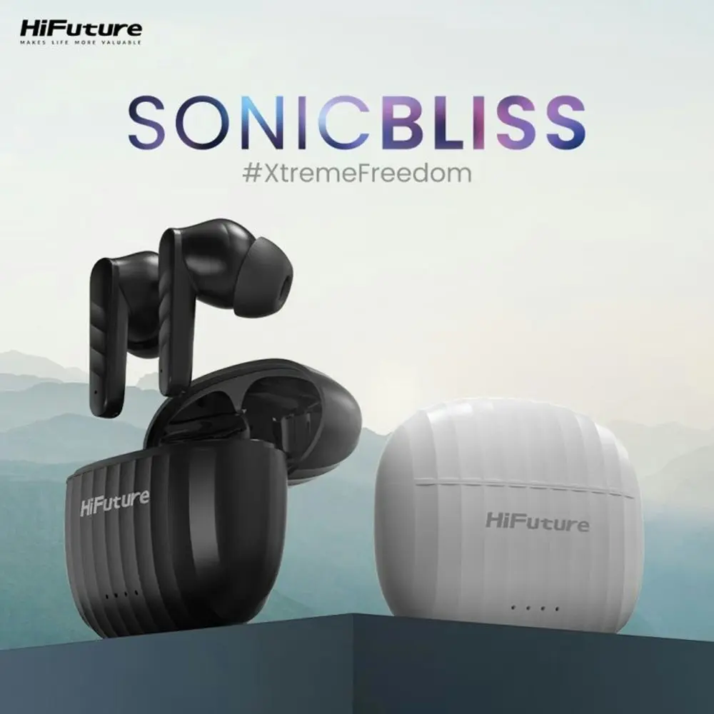 HiFuture Sonicbliss True Wireless Bluetooth Soft Bass Earbuds Noise Cancel Black