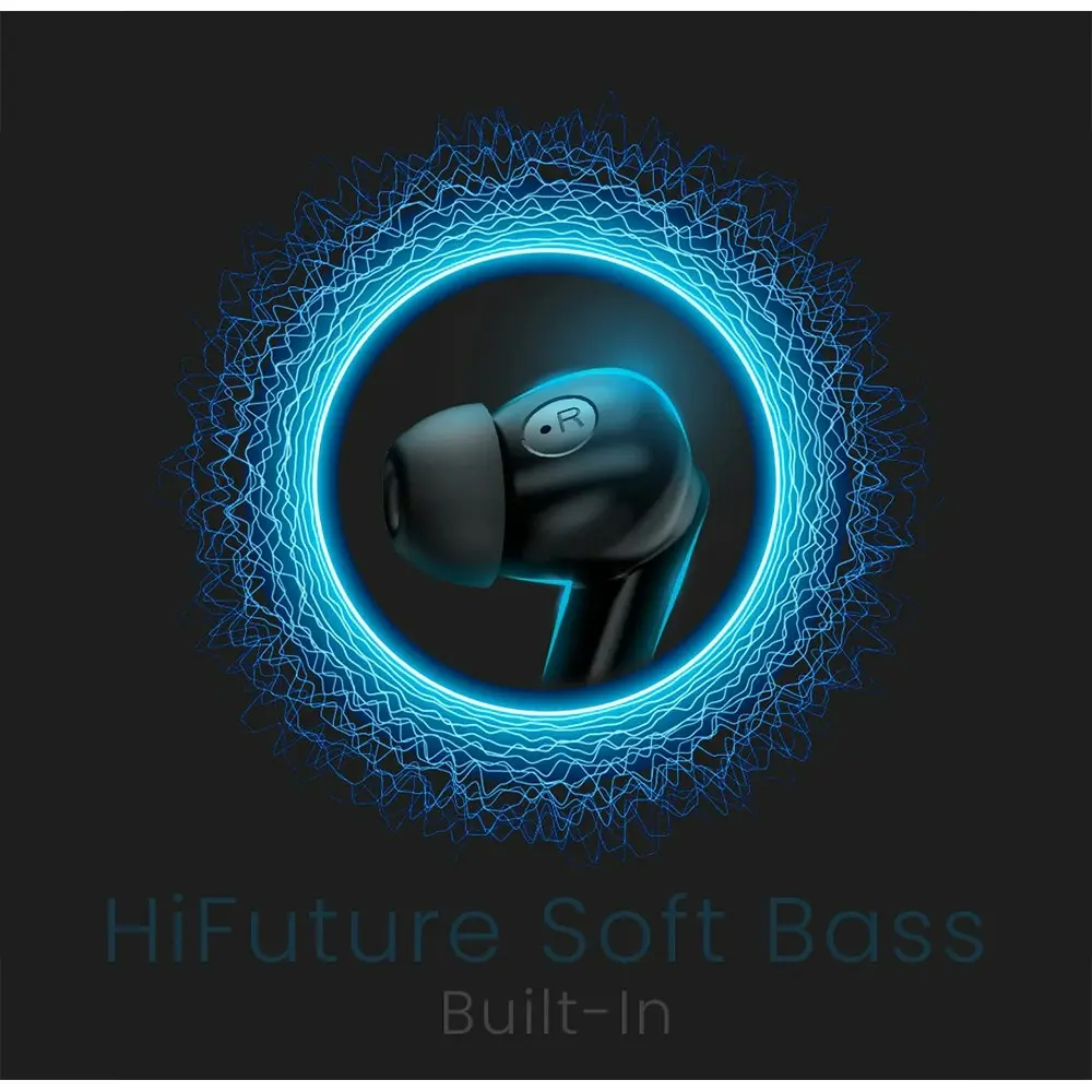 HiFuture Sonicbliss True Wireless Bluetooth Soft Bass Earbuds Noise Cancel Black