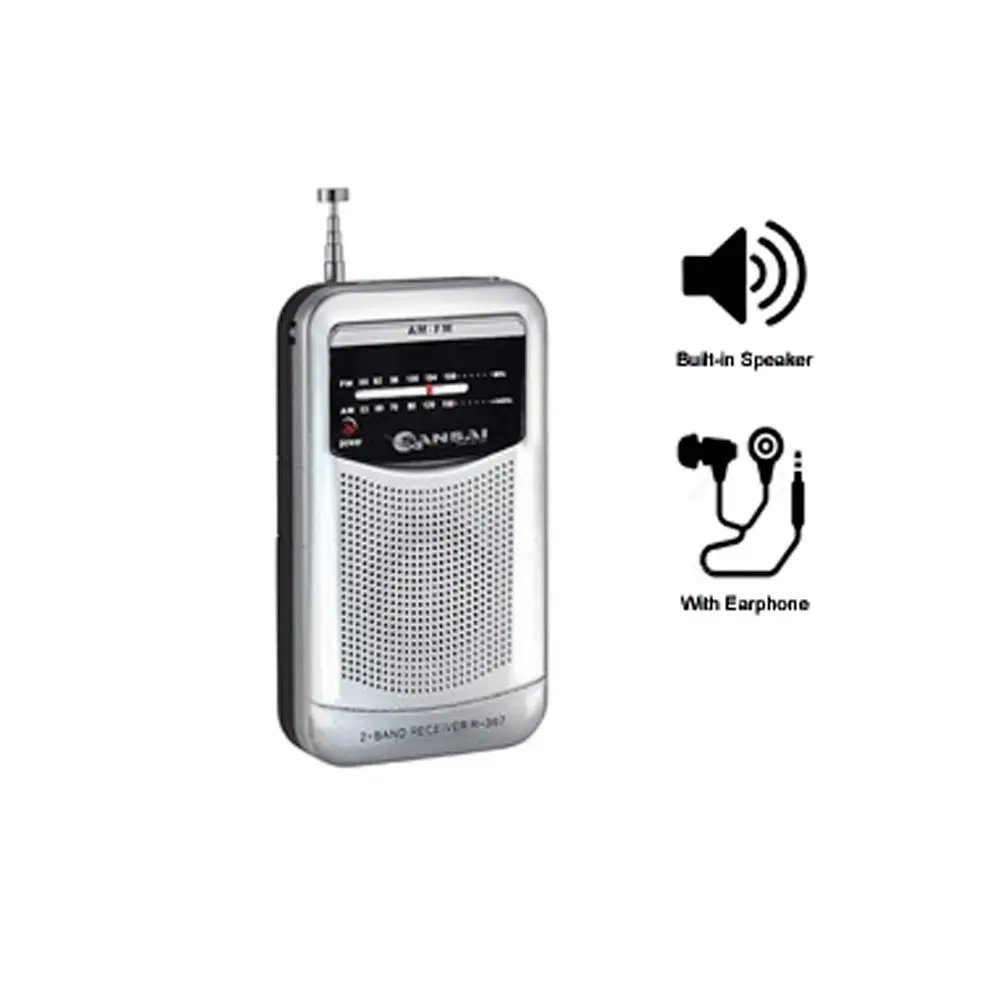 Portable Pocket AM FM Radio Speaker/Telescopic/Antenna/earphone plug jack 3.5mm