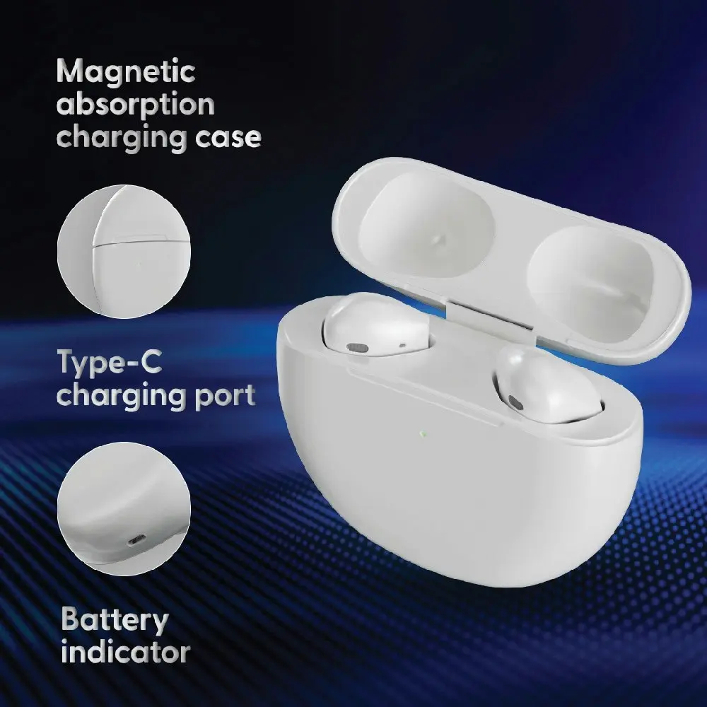 Laser TWS Wireless Bluetooth Earbuds In-Ear Earphones w/ Charging Case White