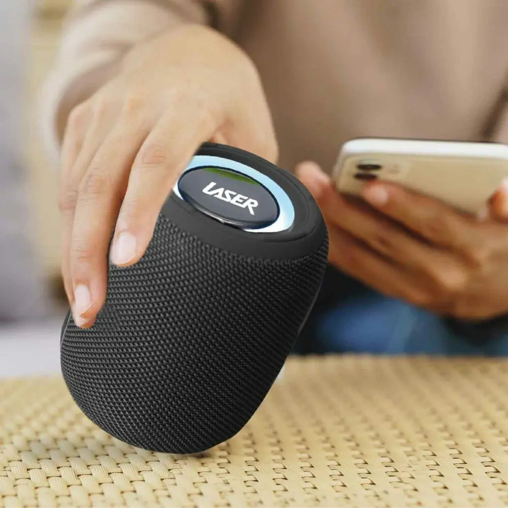 Laser Portable Mini Fabric Wireless Bluetooth Speaker Audio/Music TWS Black