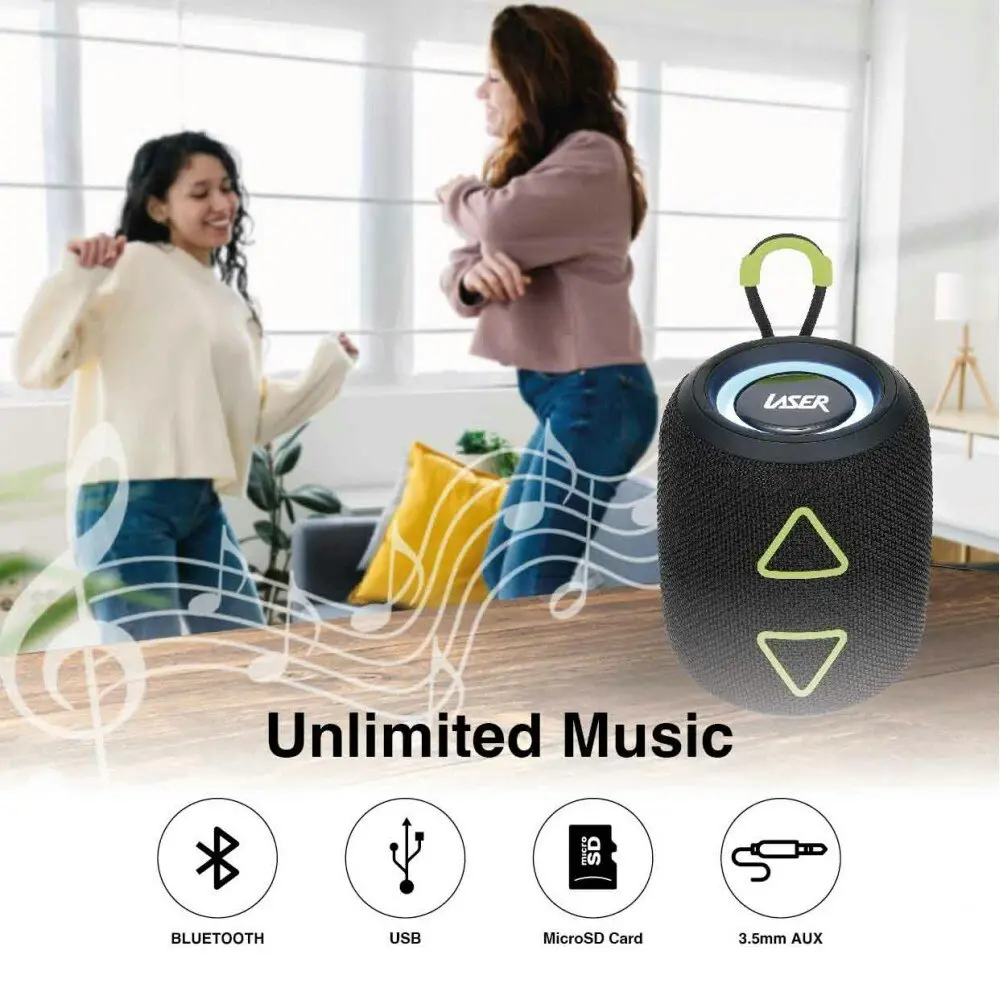 Laser Portable Mini Fabric Wireless Bluetooth Speaker Audio/Music TWS Black