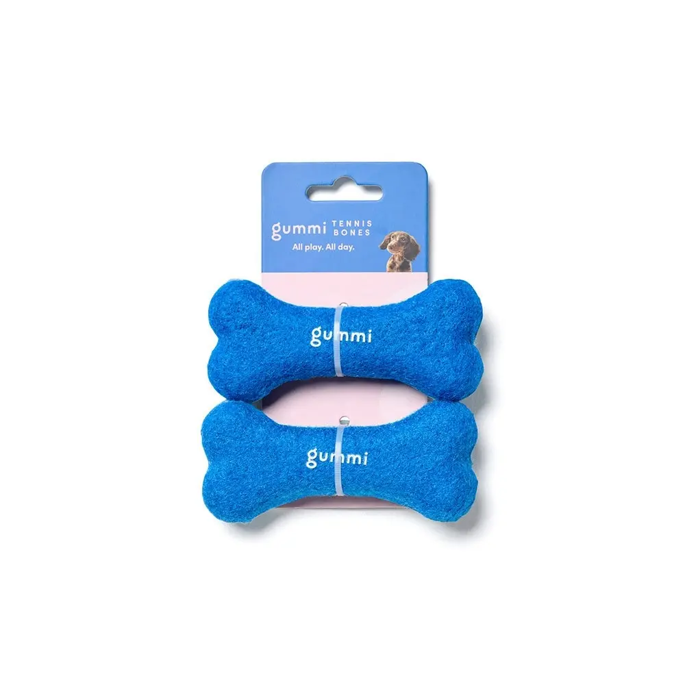 4PK Gummi Dog/Puppy Tennis Bones Soft Plush Toy Squeaker Throw Fetch Small Blue