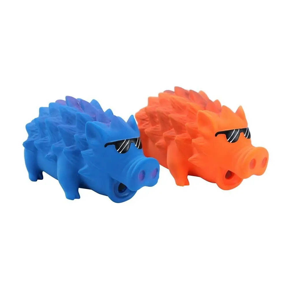 3x Cool Guy Oinky Pig Latex Interactive Squeaking Pet Toy 18x8x9cm Assorted