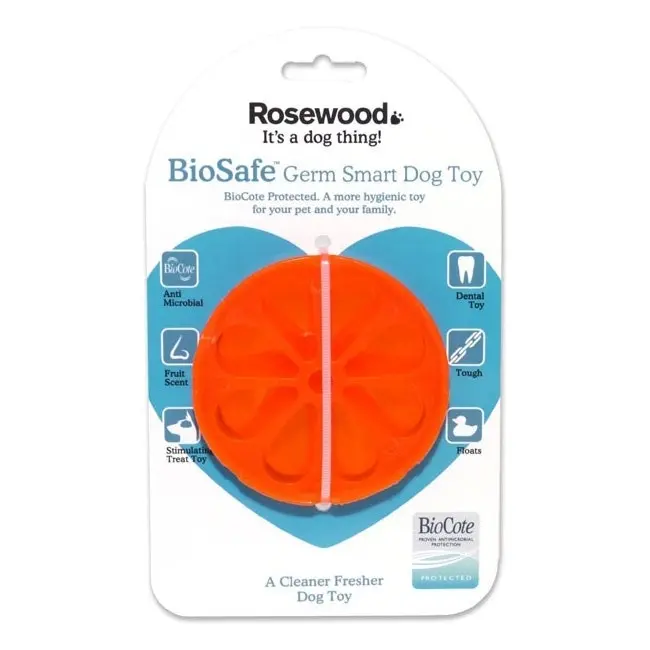 2x Rosewood BioSafe Germ Smart Orange Fruit Dog Pet Interactive Dental Chew Toy