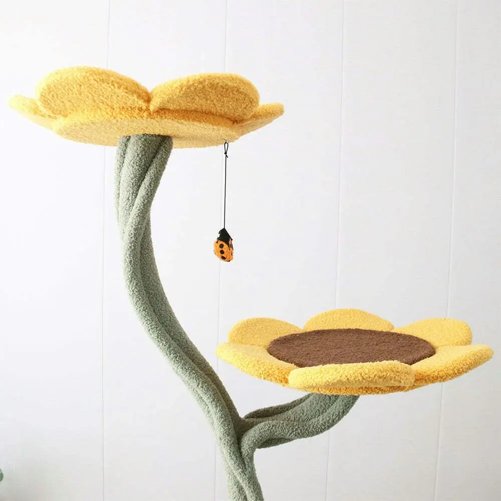 Cmisstree 5-Level Sunflower Pet Cat Scratching Tree Post w/Hanging Toy Scratcher