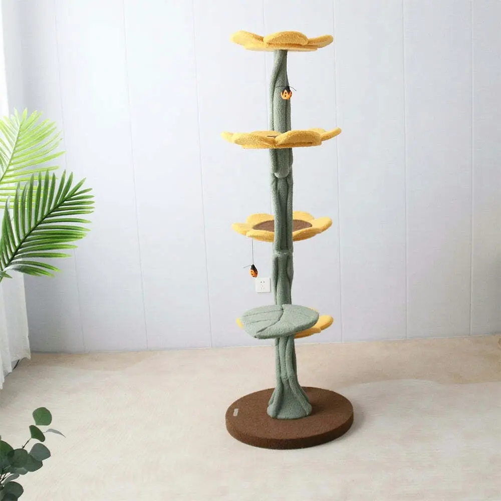 Cmisstree 5-Level Sunflower Pet Cat Scratching Tree Post w/Hanging Toy Scratcher