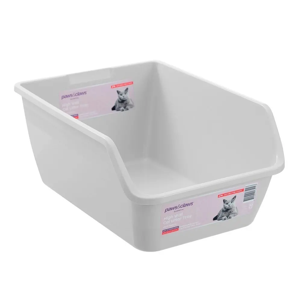 2x Paws & Claws Hygienic High Wall Cat/Kitten Litter Tray Medium 45x33.5x20cm