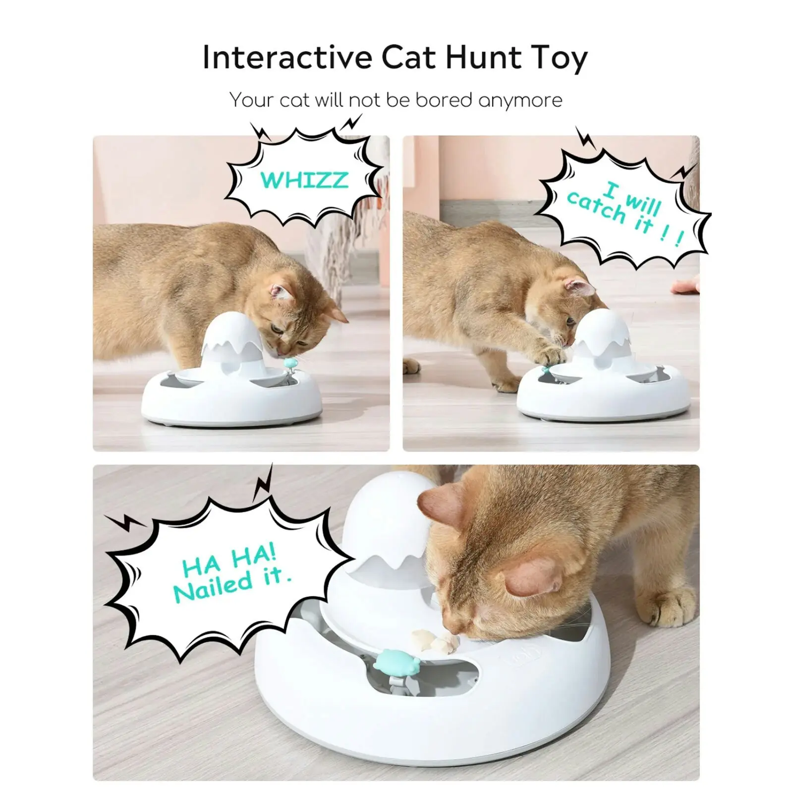 Uah Pet Yummy Bug Electric Interactive Treat Dispensing Pet Cat/Kitten Toy 24cm