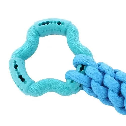 2x Paws & Claws Fetch N' Play Ring + Rope Tugger Dog/Pet Toy Assorted 24x12x6cm