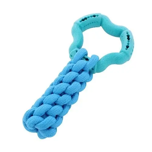 2x Paws & Claws Fetch N' Play Ring + Rope Tugger Dog/Pet Toy Assorted 24x12x6cm