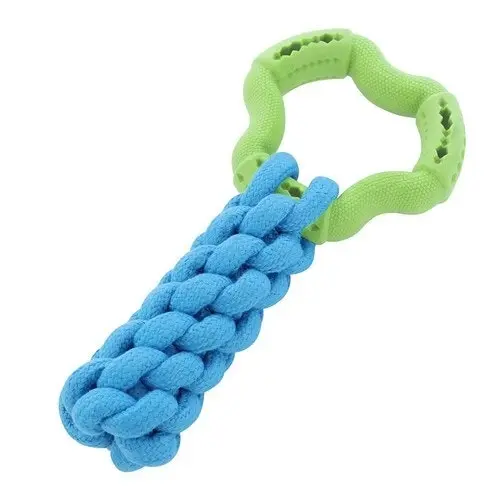 2x Paws & Claws Fetch N' Play Ring + Rope Tugger Dog/Pet Toy Assorted 24x12x6cm