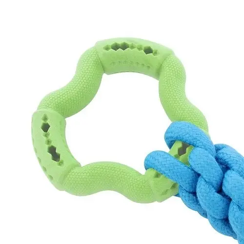 2x Paws & Claws Fetch N' Play Ring + Rope Tugger Dog/Pet Toy Assorted 24x12x6cm