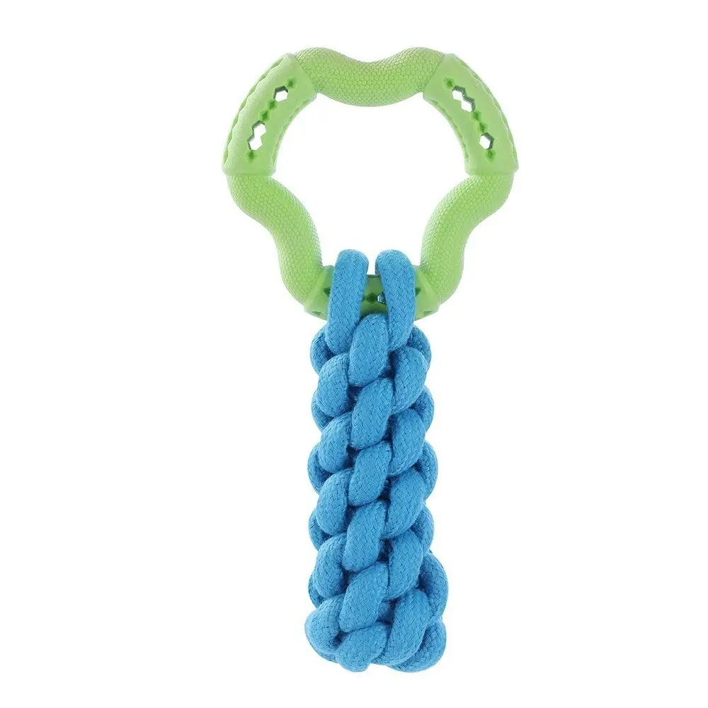 2x Paws & Claws Fetch N' Play Ring + Rope Tugger Dog/Pet Toy Assorted 24x12x6cm