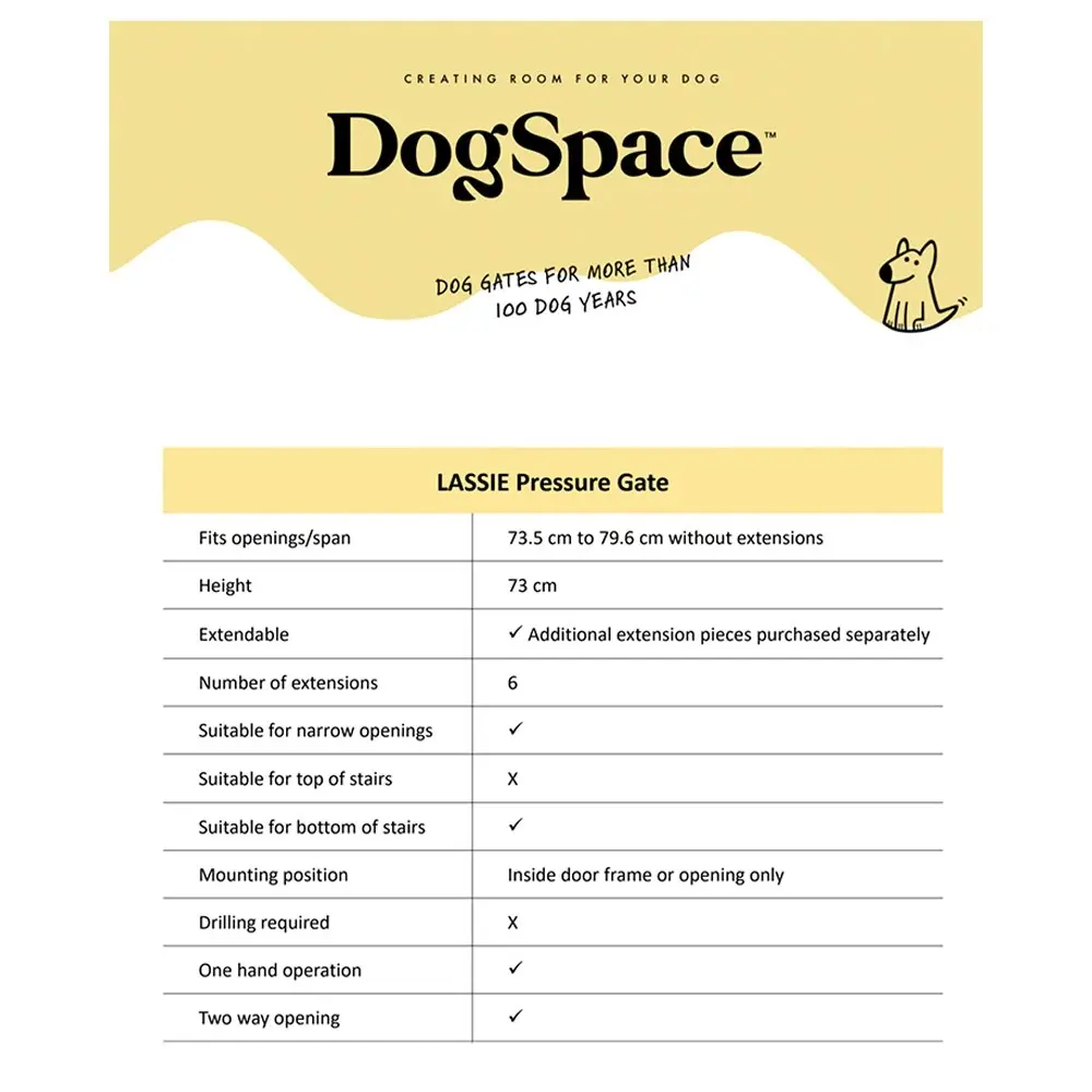 DogSpace Lassie Safety Security Barrier/Gate 72x79.6cm Dog/Pet White