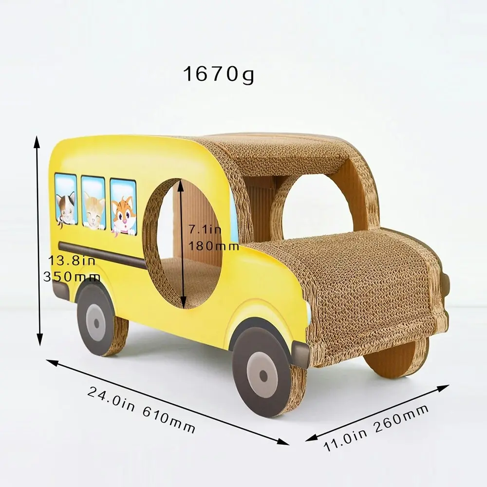 Zodiac Pet Cat 61x35cm Scratcher Toy Play Scratching Furniture House Yellow Bus