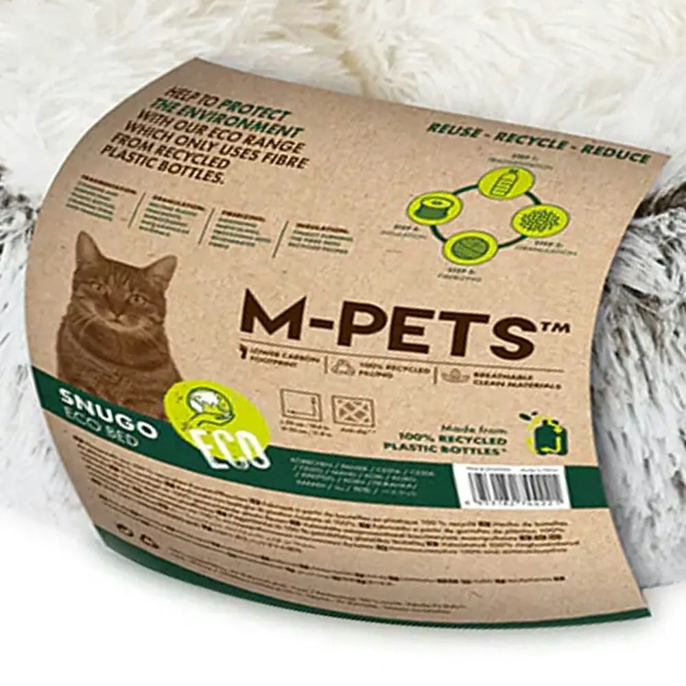 M-Pets Snugo ECO Pet/Cat Fleece Hooded Calming Sleeping Bed 50x30cm White/Grey