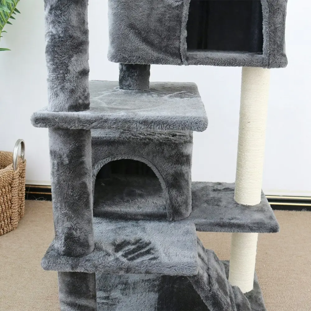 Catio Abstract Deluxe 127cm Chipboard Flannel Cat Scratching Tree Furniture BLK