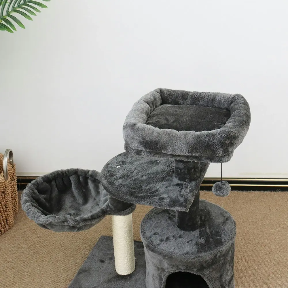 Catio Chipboard Flannel Cat Scratching Tower Cubby Furniture Pet Play Tree Grey