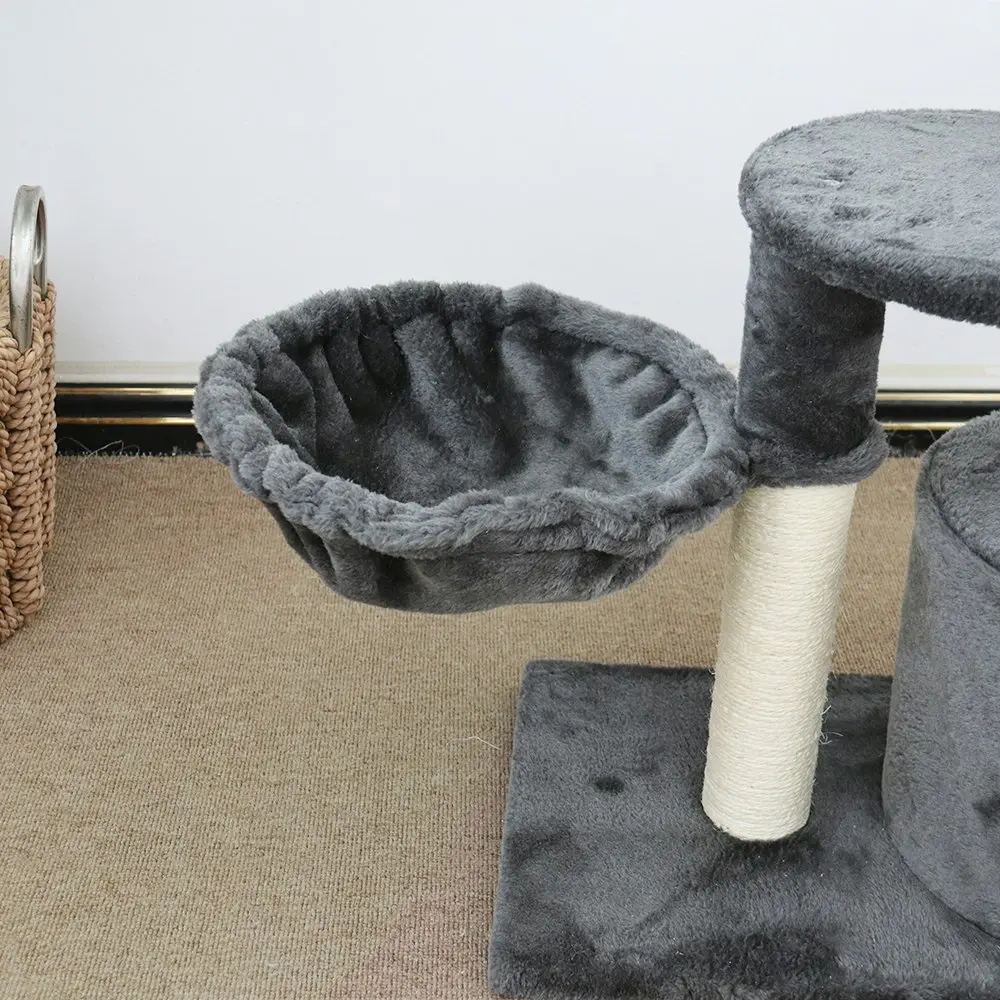 Catio Chipboard Flannel Cat Scratching Tower Cubby Furniture Pet Play Tree Grey