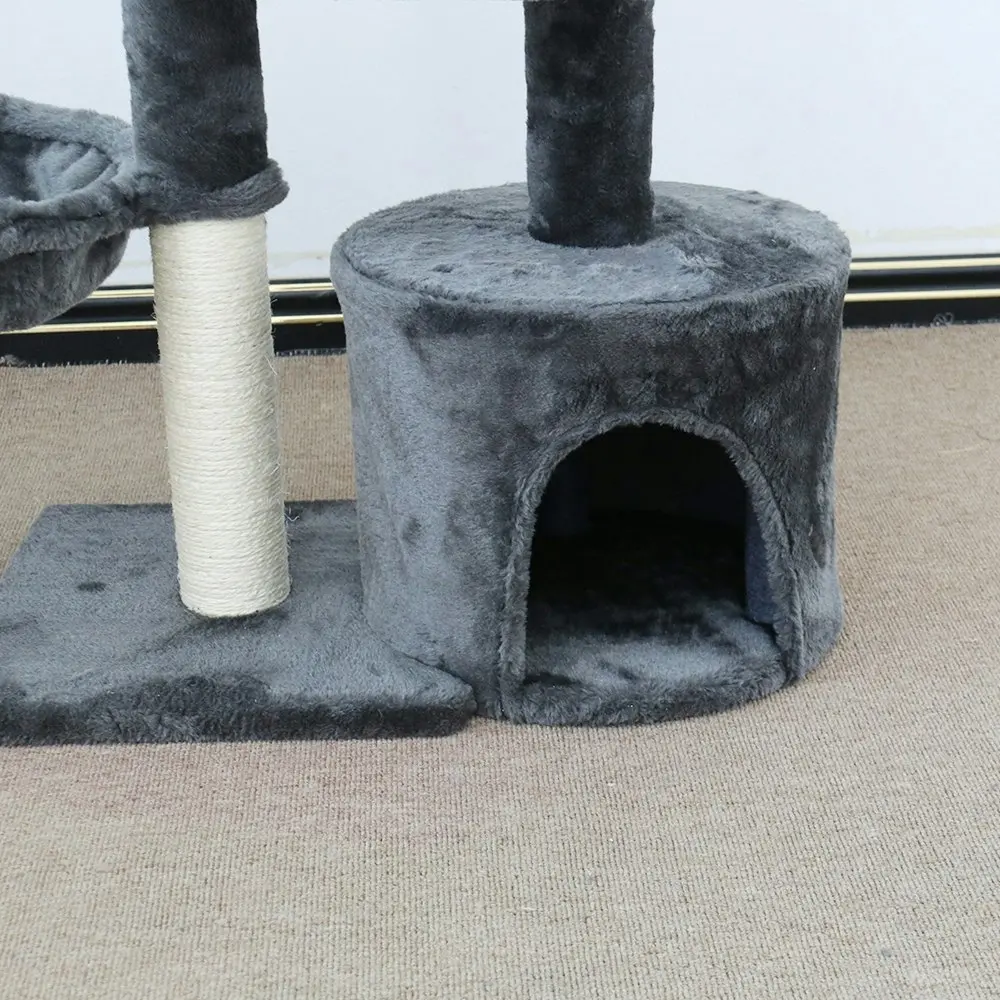 Catio Chipboard Flannel Cat Scratching Tower Cubby Furniture Pet Play Tree Grey