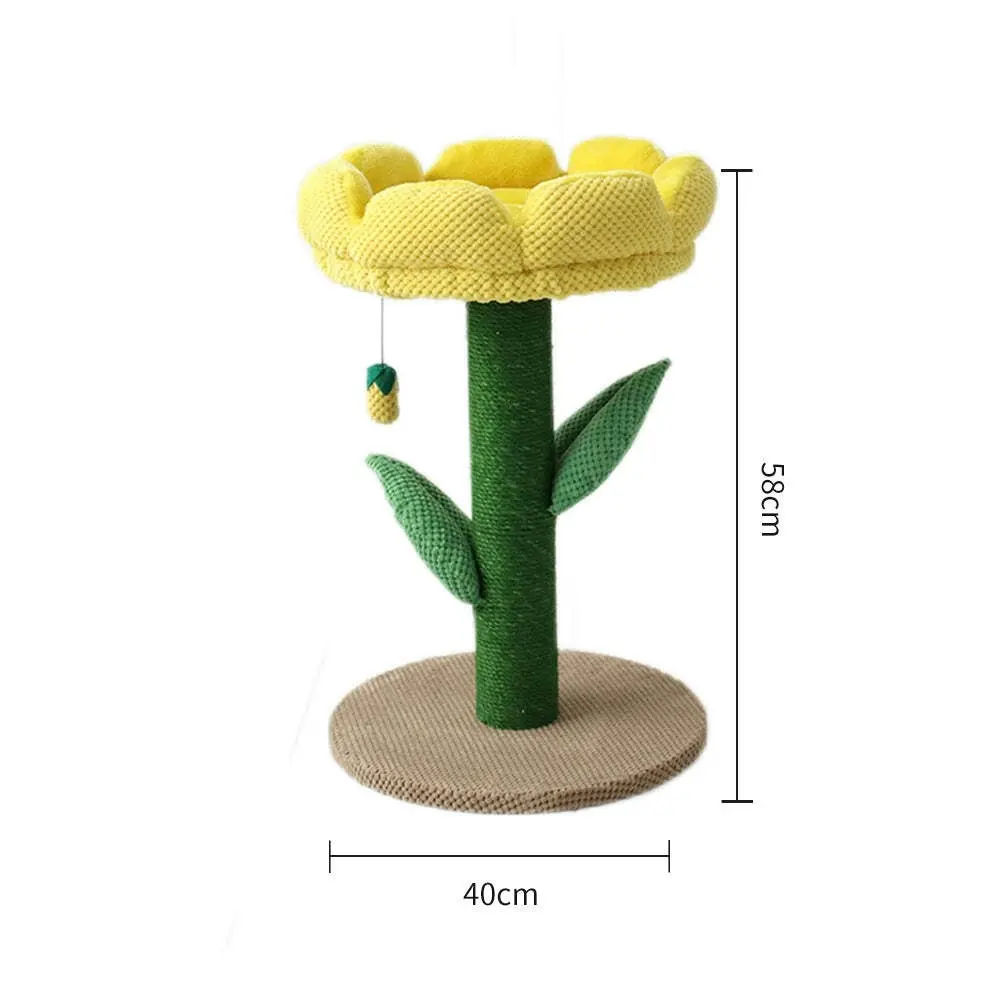 Catio Yellow Camelia Flower Cat Pet Scratching Tree Furniture Scratcher Post