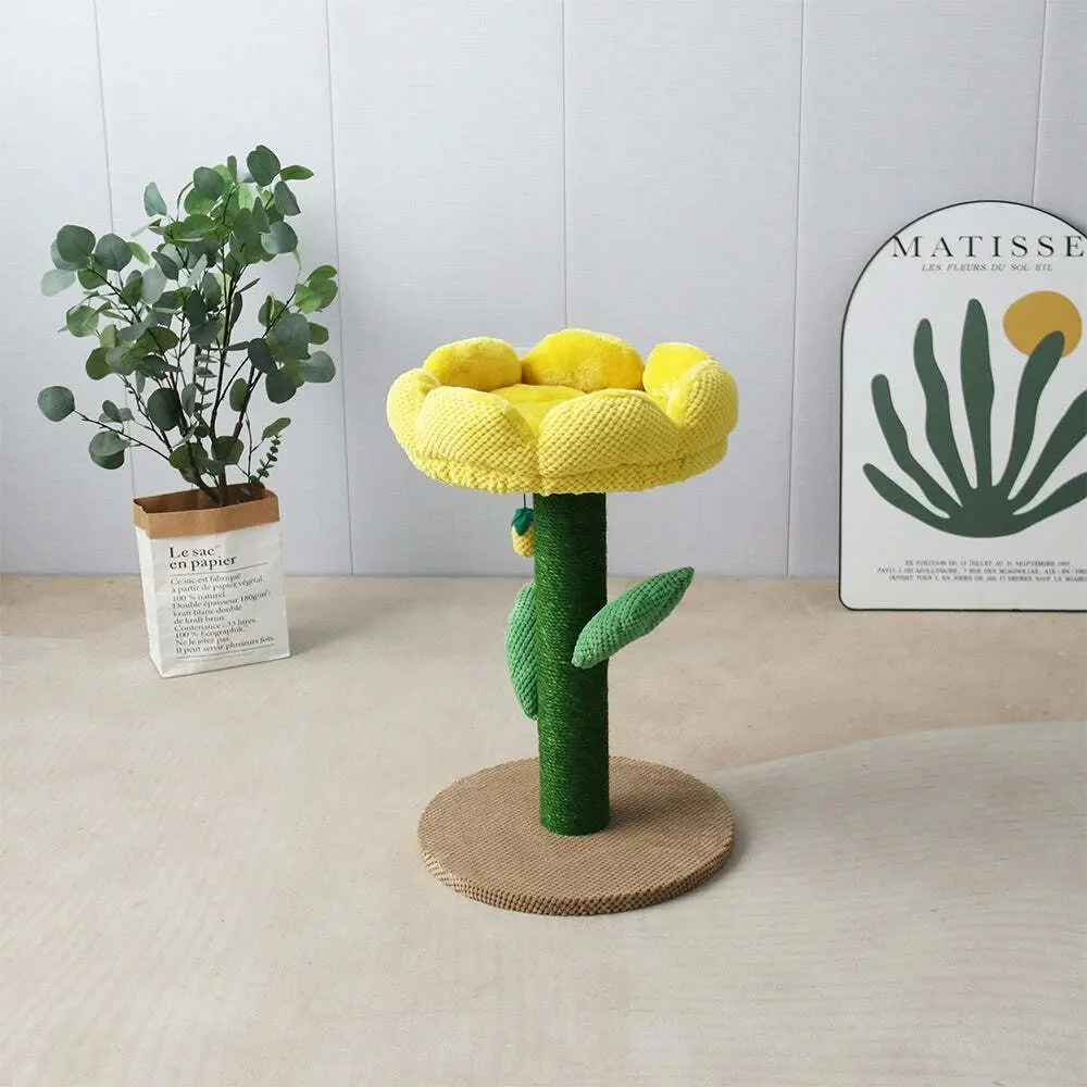 Catio Yellow Camelia Flower Cat Pet Scratching Tree Furniture Scratcher Post