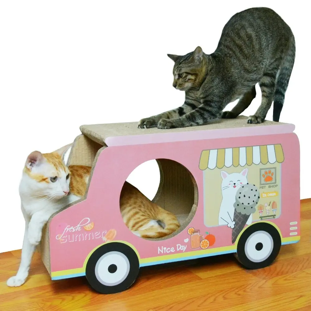 Zodiac Pet Cat 61x35cm Scratcher Ice Cream Van Scratching Furniture House Pink