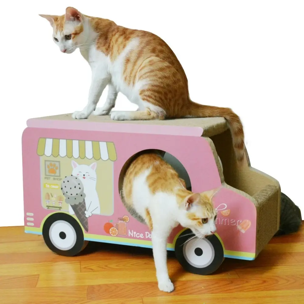 Zodiac Pet Cat 61x35cm Scratcher Ice Cream Van Scratching Furniture House Pink