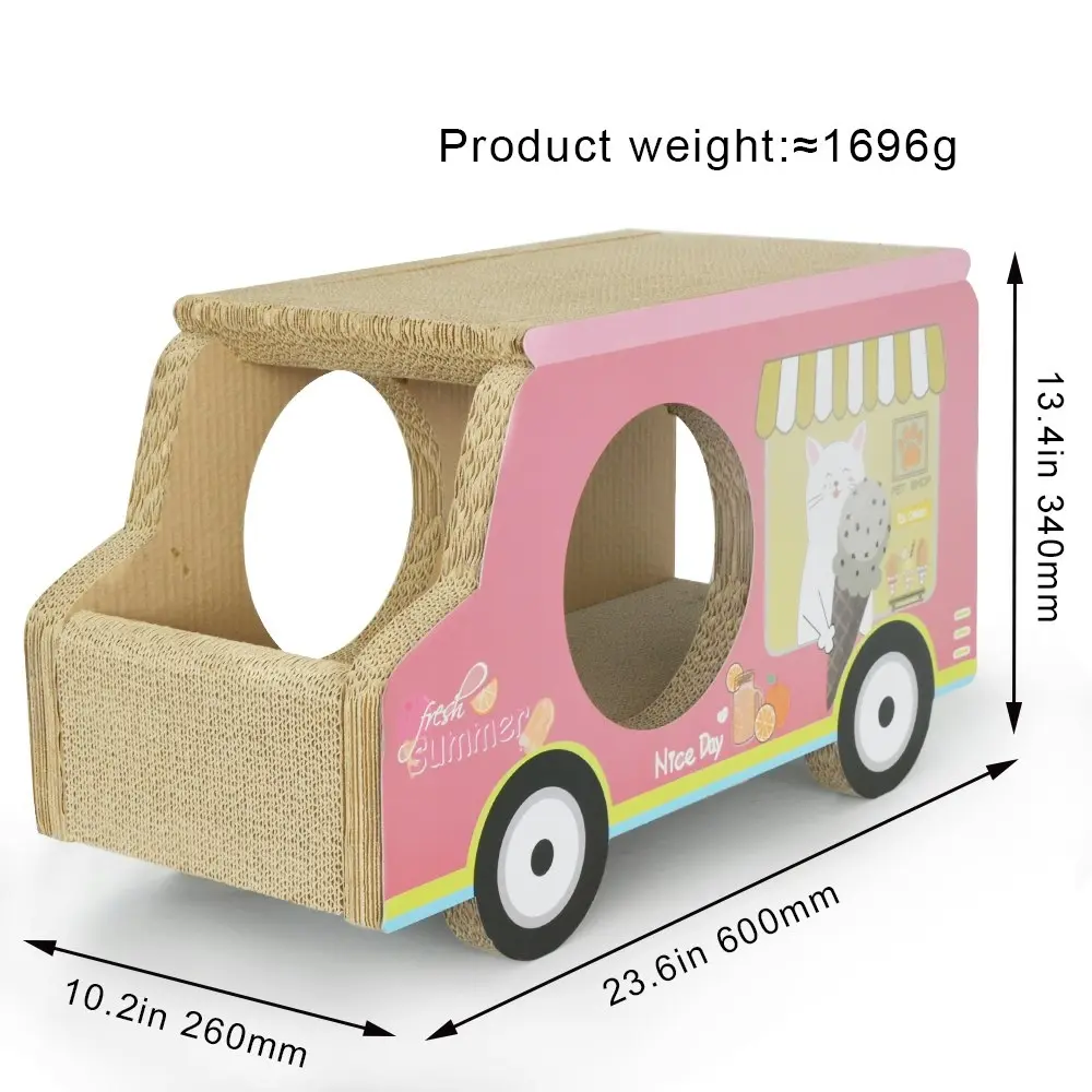 Zodiac Pet Cat 61x35cm Scratcher Ice Cream Van Scratching Furniture House Pink