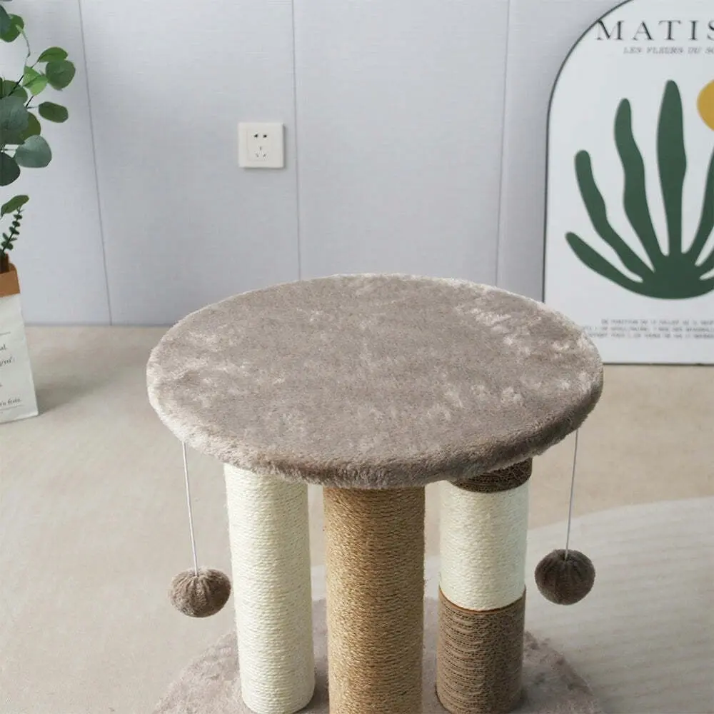 Catio Multiple Pet Cat Scratching Post Furniture Scratcher w/ Hanging Ball Perch