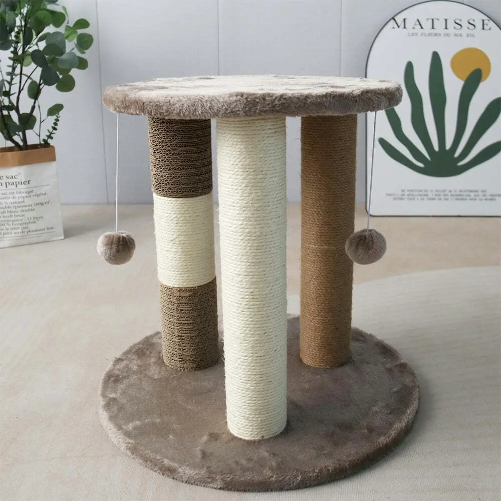 Catio Multiple Pet Cat Scratching Post Furniture Scratcher w/ Hanging Ball Perch