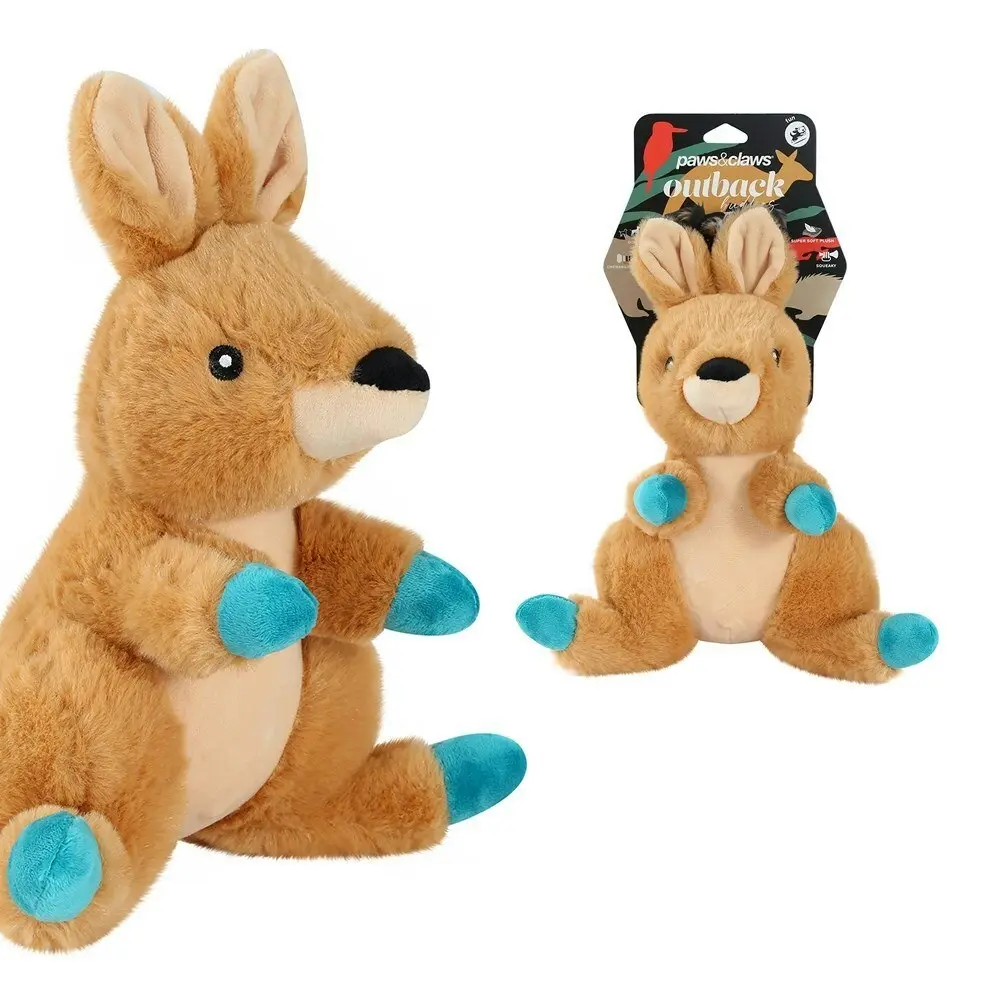 2x Paws & Claws Outback Buddies Kangaroo Interactive Pet/Dog Toy w/ Squeaker