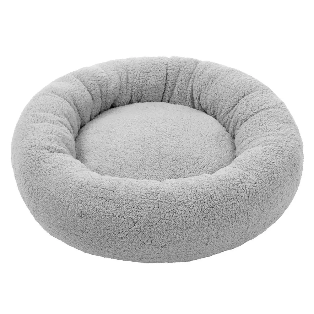 Paws & Claws Sherpa 70cm Rnd Pet Dog Bed Comfort/Sleeping Cushion LRG Light Grey