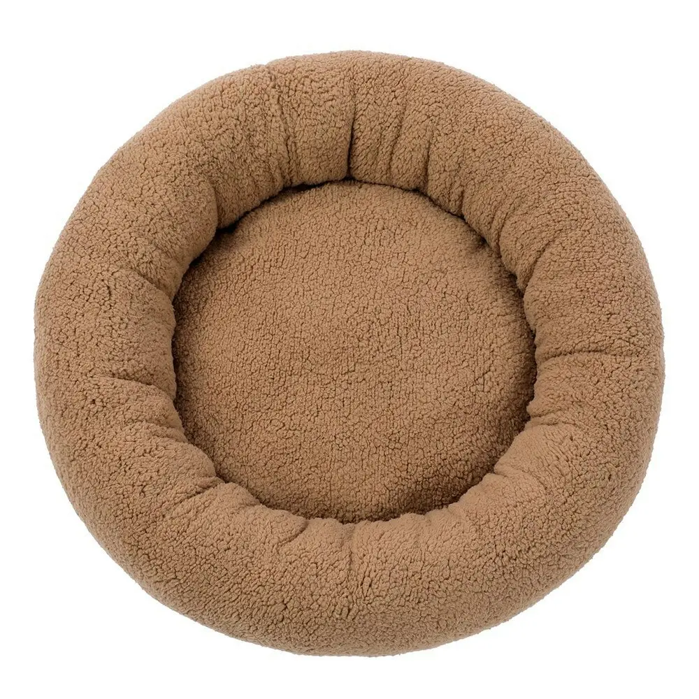 Paws & Claws Sherpa 70cm Round Pet Dog Bed Comfort/Sleeping Cushion Large Camel