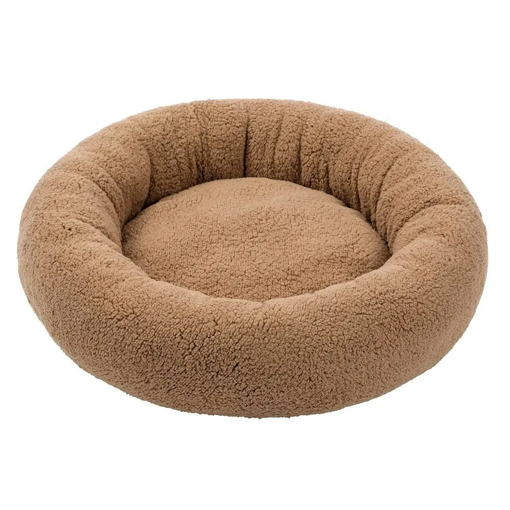 Paws & Claws Sherpa 70cm Round Pet Dog Bed Comfort/Sleeping Cushion Large Camel