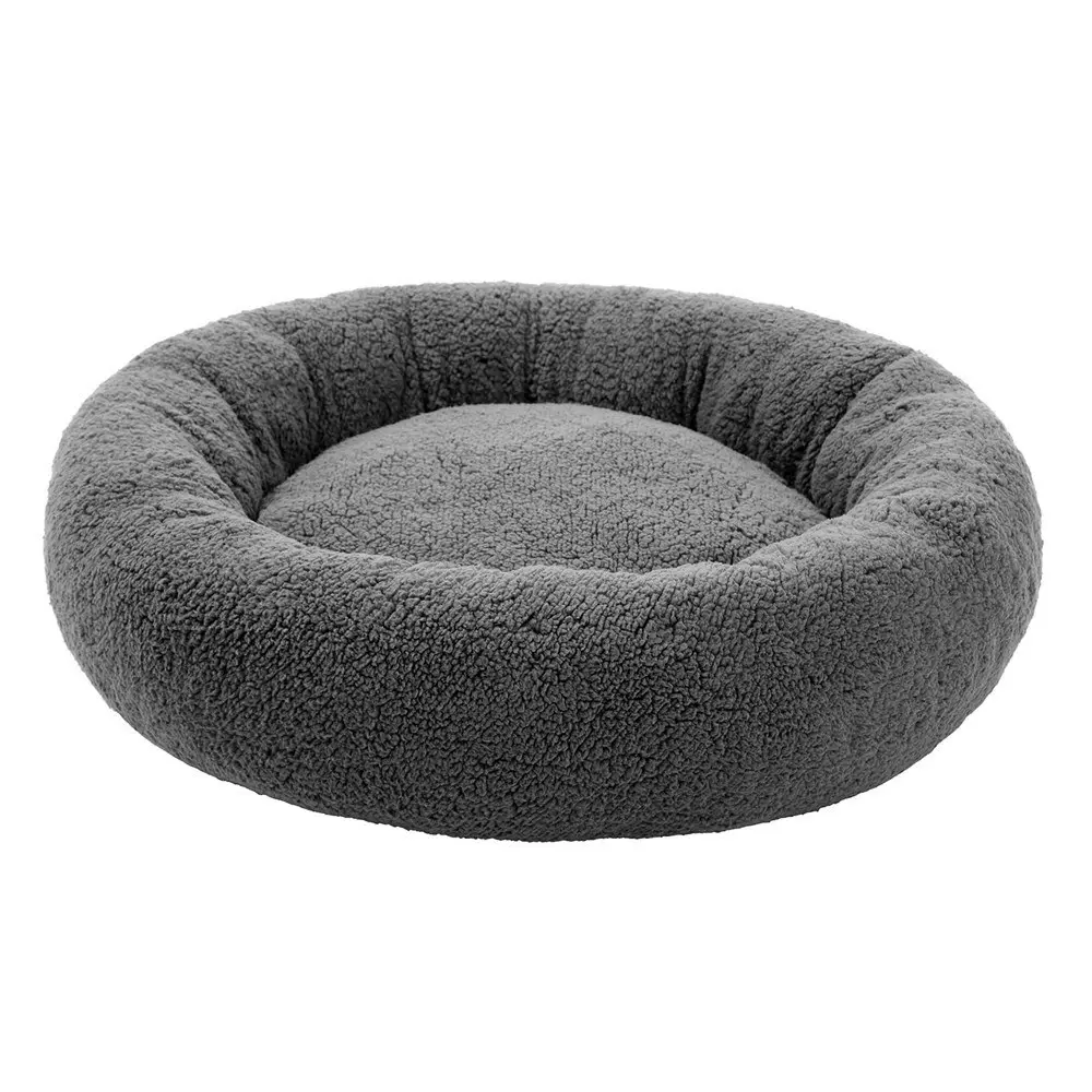 Paws & Claws Sherpa 70cm Rnd Pet Dog Bed Comfort/Sleeping Cushion Large Charcoal