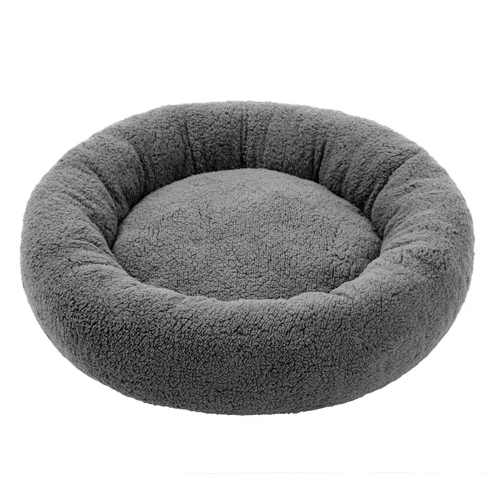 Paws & Claws Sherpa 70cm Rnd Pet Dog Bed Comfort/Sleeping Cushion Large Charcoal