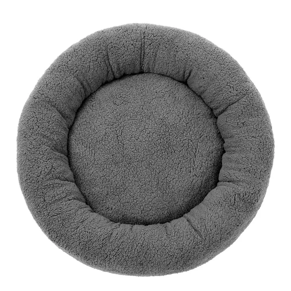 Paws & Claws Sherpa 70cm Rnd Pet Dog Bed Comfort/Sleeping Cushion Large Charcoal