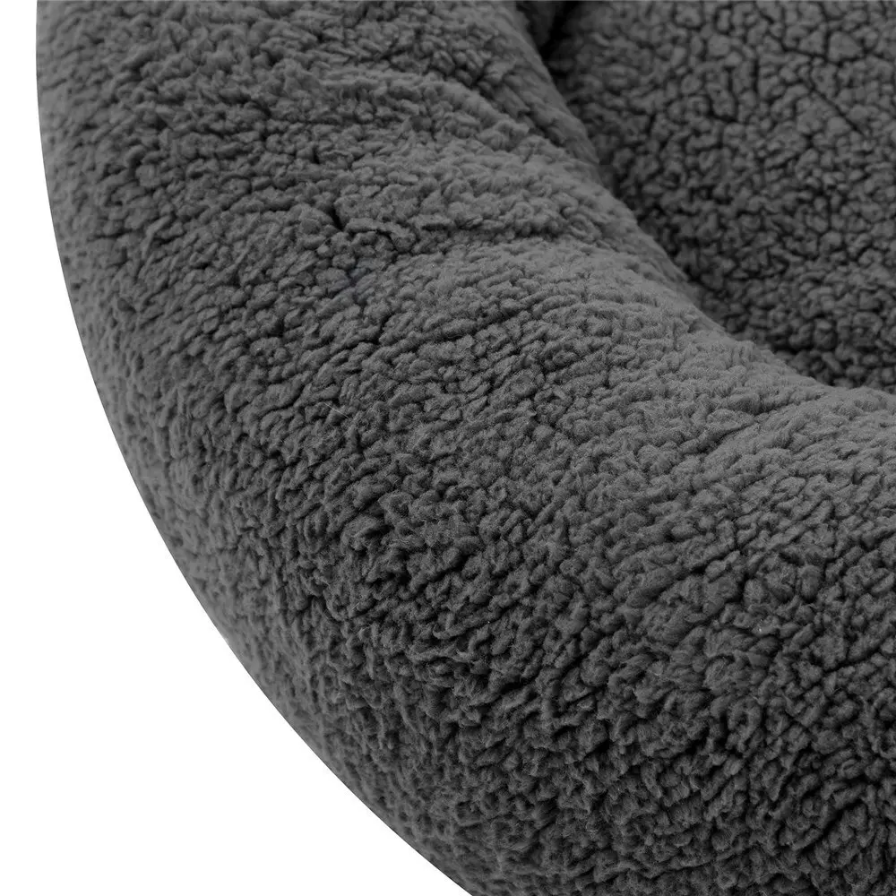 Paws & Claws Sherpa 70cm Rnd Pet Dog Bed Comfort/Sleeping Cushion Large Charcoal