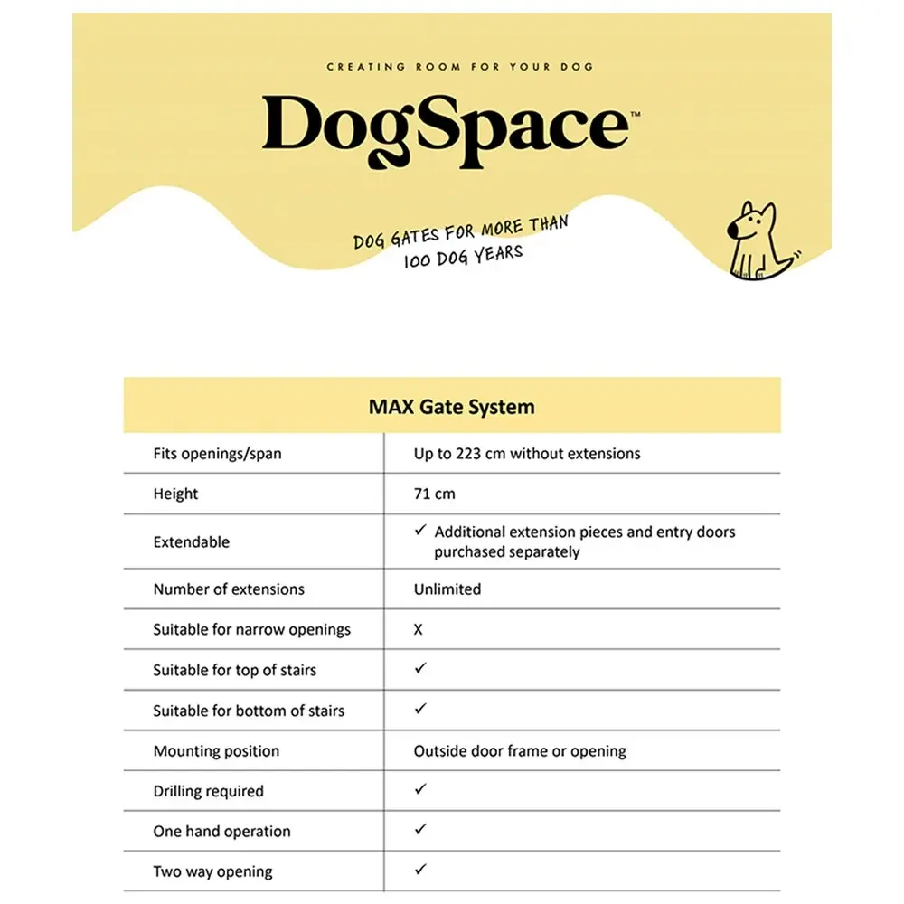 DogSpace Max Safety Security Barrier/Gate Large 71x223cm Dog/Pet  White