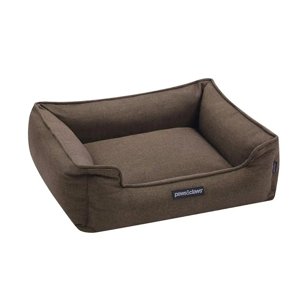 Paws & Claws 60cm Pia Walled Cat/Dog Pet Bed Sleeping Sofa/Cushion Medium Brown