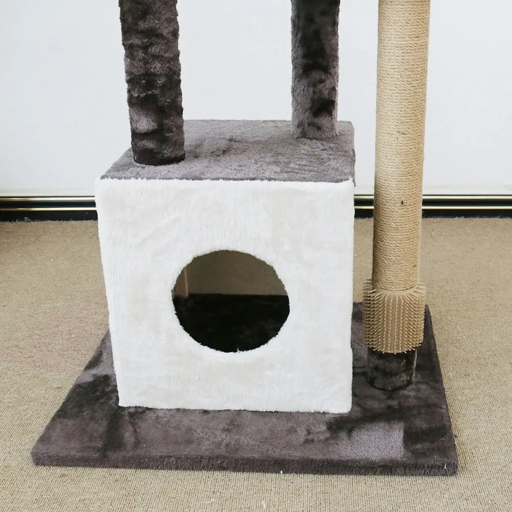 Catio Deluxe 141cm Multi-Function 3-Level Dual Pet Cat Scratching Tree Post WHT