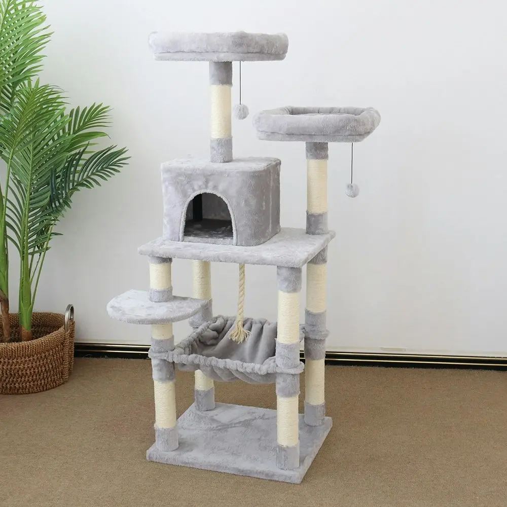 Catio 145cm Scratching Tree Supreme Cat Pet Palace Furniture Scratcher Tree WHT