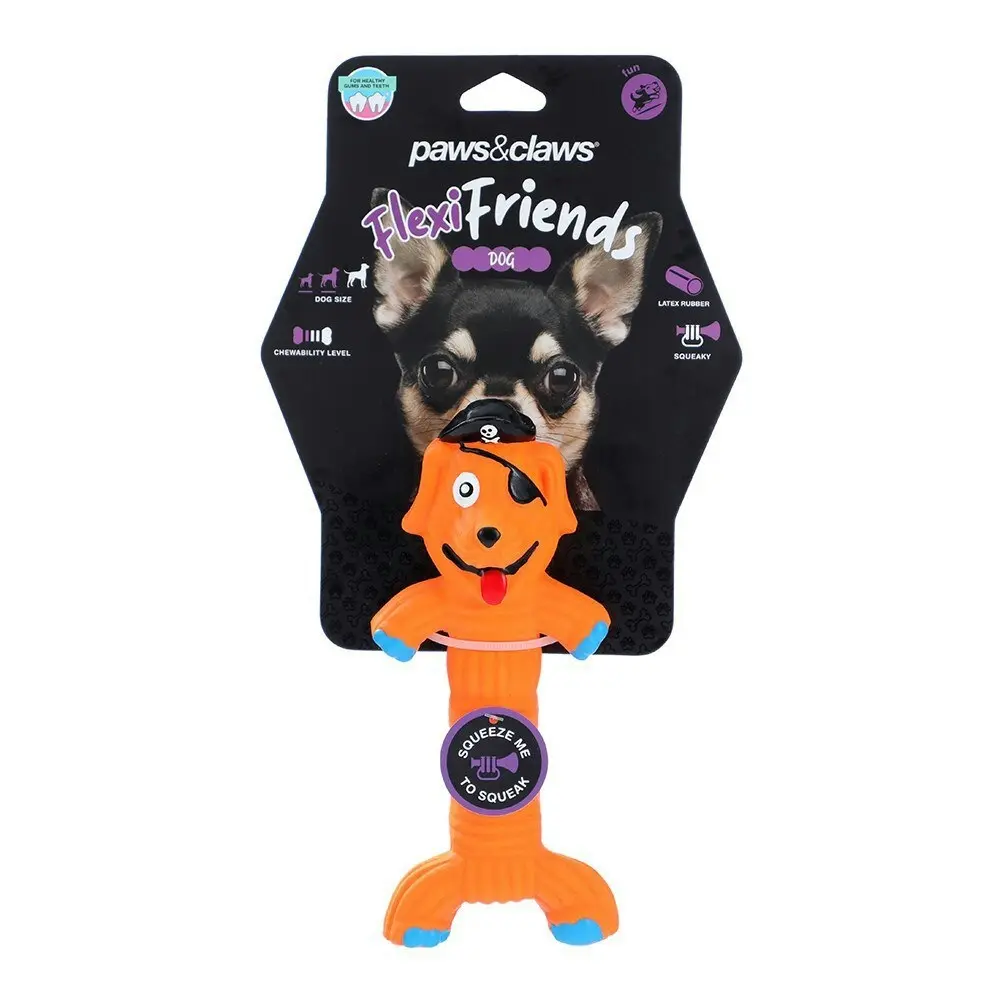 6pc Paws & Claws Flexible Latex Friends Silly Animal Bite/Chew Pet Toy Assort