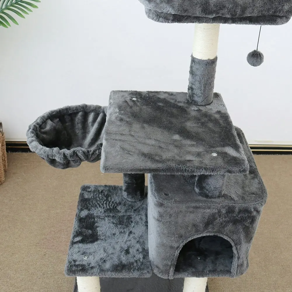 Catio 112cm Chipboard Flannel Cat Scratching Tree Abode Post Furniture Black