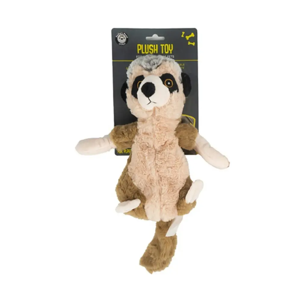 3x Dudley's World Of Pets Plush Meerkat Toy with Squeaker Dog/Pet Toy Assorted