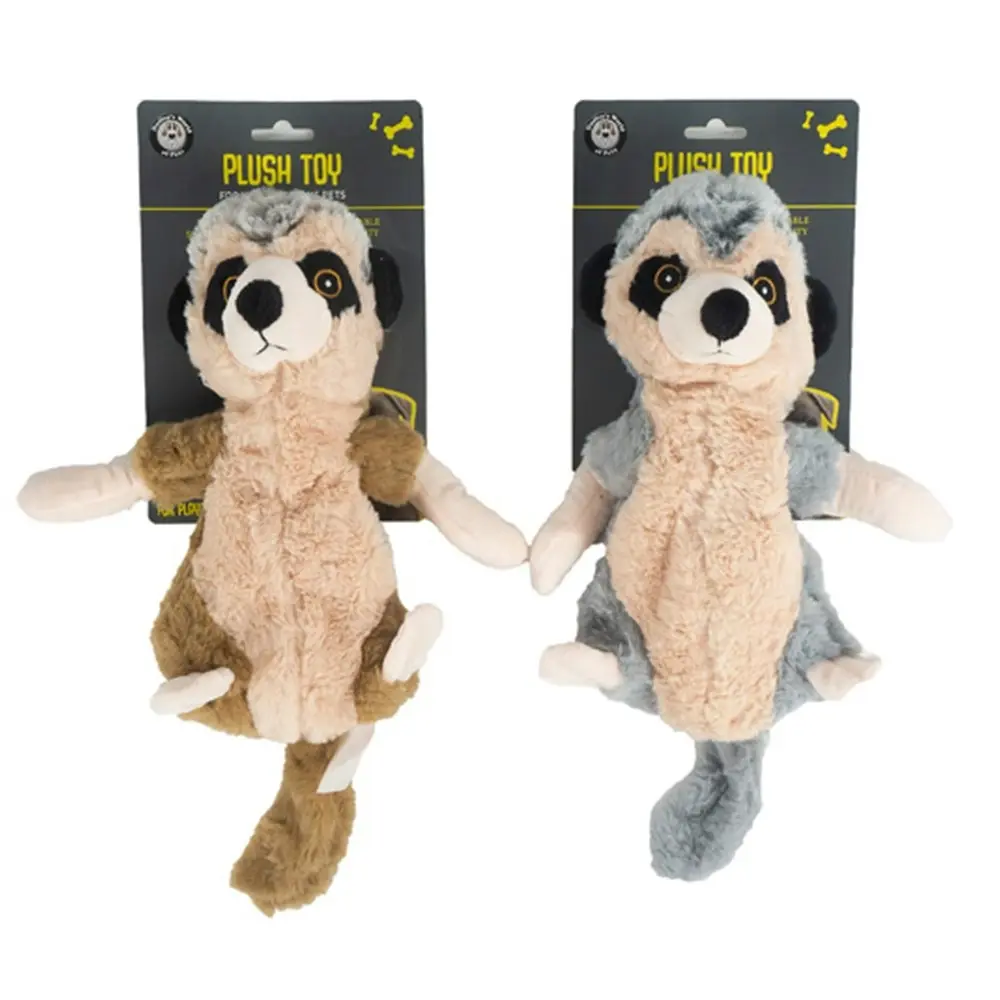 3x Dudley's World Of Pets Plush Meerkat Toy with Squeaker Dog/Pet Toy Assorted