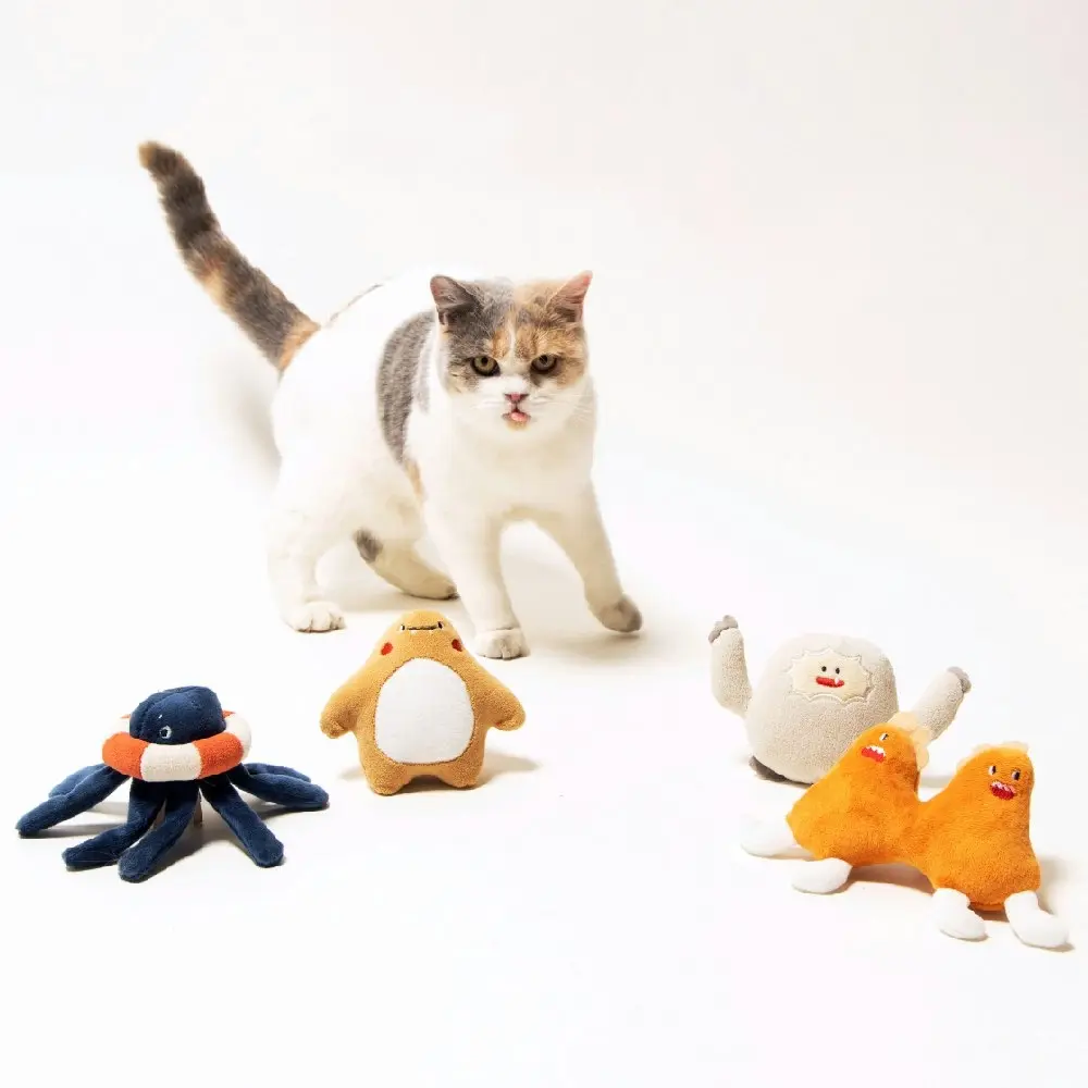 2x Pidan Little Monster Soft Plush Pet Cat/Kitten Interactive Fun Play Toy Navy