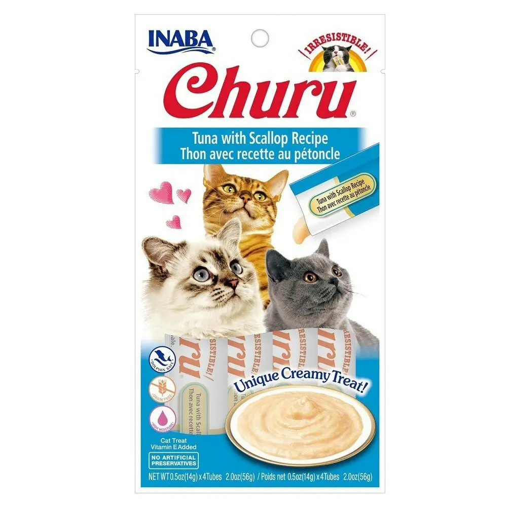 6PK INABA Churu Tuna w/ Scallop Flavour Recipe Cat/Kitten Pet Food Treat Pack